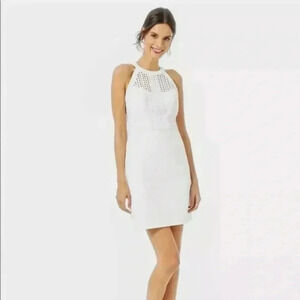 Lilly Pulitzer 00 Charlize Stretch Shift Dress Resort White Lined Halter Bridal